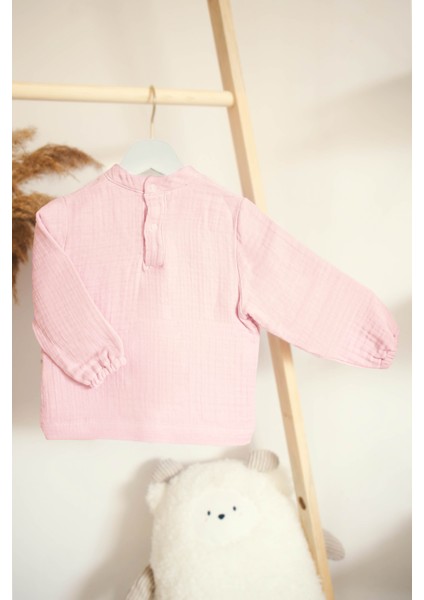 4 Kat Müslin Pamuk Kız Çocuk Sweatshirt - Pantolon Takım