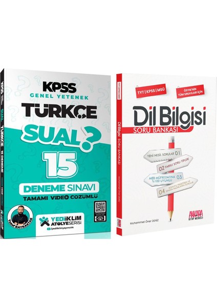 KPSS Sual 15 Türkçe Deneme - AKM Dil Bilgisi Soru Bankası 2'li Set
