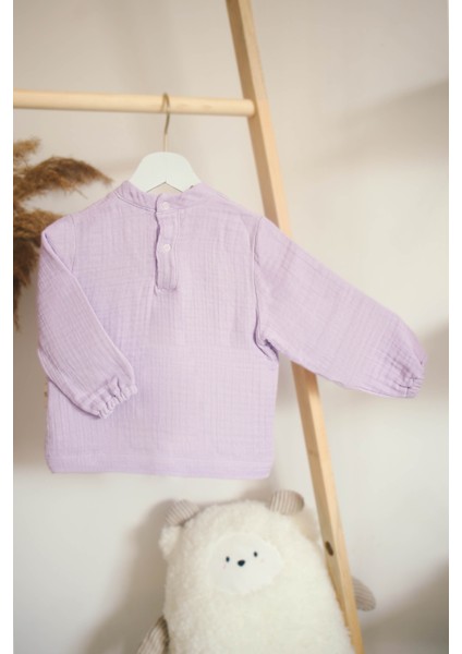 4 Kat Müslin Pamuk Kız Çocuk Sweatshirt - Pantolon Takım