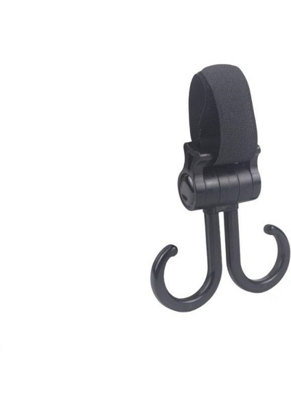 Cırtlı Eşya Taşıma Aparatı 2'li Bebek Arabasına Uyumlu 360 Derece Dönebilen Plastik Kanca