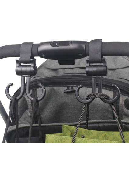 Cırtlı Eşya Taşıma Aparatı 2'li Bebek Arabasına Uyumlu 360 Derece Dönebilen Plastik Kanca fırsatları