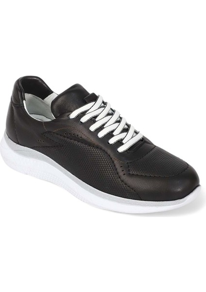 2005-273075 Deri Anatomik Tabanlı Kadın Sneakers Ayakkabı NKT02005-SIYAH Beyaz-36