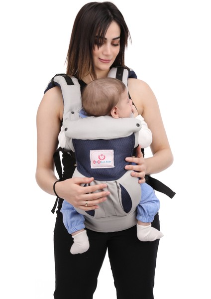 Momella Baby Ergonomik Kanguru Bebek Taşıma (Gri - Lacivert)