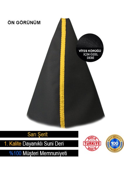 Bmw 4 Siyah Deri Özel Tasarım Sarı Şerit Spor Dikiş Vites Körüğü