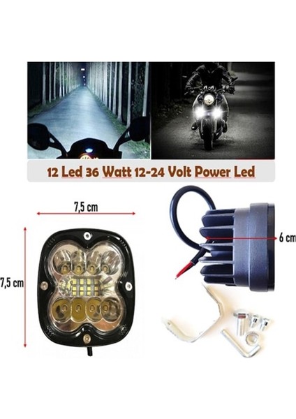 12 Ledli Beyaz-Beyaz Kumandalı Çakar Modlu 12-24 Volt