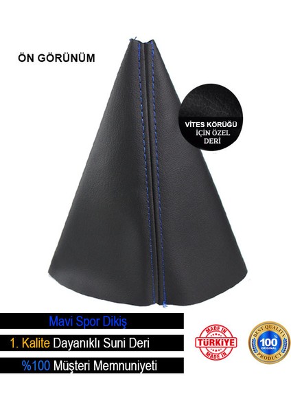 Suzuki Alto Siyah Deri Özel Tasarım Mavi Spor Dikiş Vites Körüğü