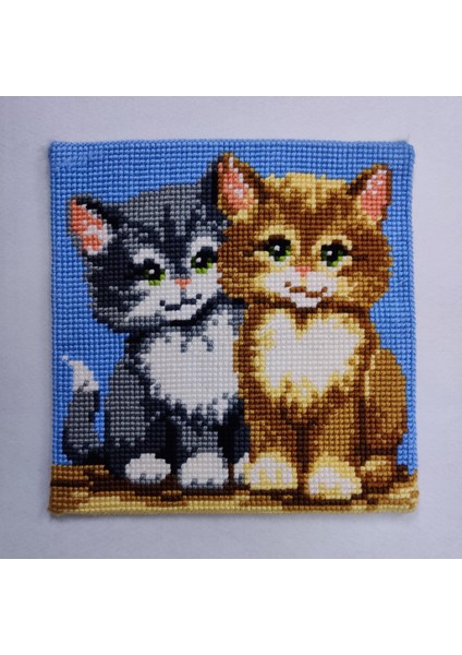 Işlenmiş Goblen Yastık Kedi Desenli Yviid