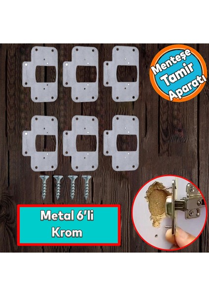 Dolap Kapak Taş Menteşe Tamir Sacı Nobel Pratik Onarım Kiti 6,5x9 cm Yuva Tablası 6 Adet