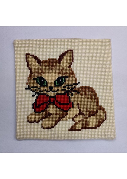 Işlenmiş Goblen Yastık Kedi Desenli Yviic