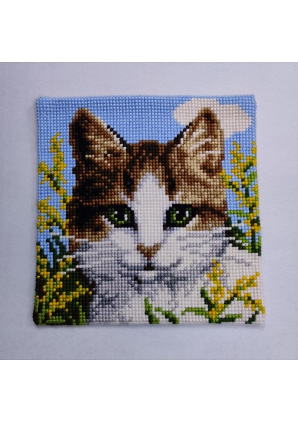 Işlenmiş Goblen Yastık Kedi Desenli Yviid
