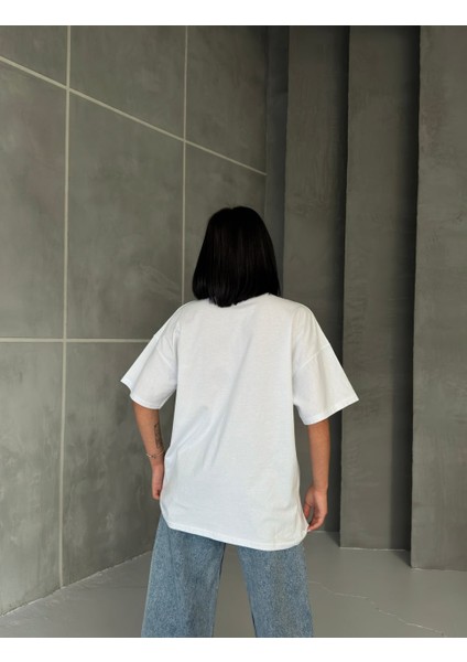Oversize Rej Basic Beyaz Rahat T-Shirt modelleri