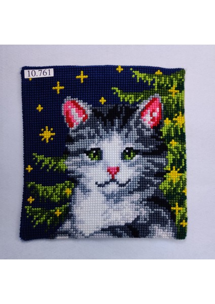 Işlenmiş Goblen Yastık Kedi Desenli Yviic