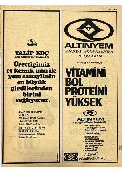 Izmir 1982-1983 Meslek Reklam Ilanı Efemera S607