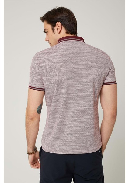 Triko Yaka Fermuarlı Polo Bordo Erkek Tshirt