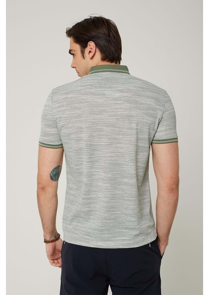 Triko Yaka Fermuarlı Polo Yeşil Erkek Tshirt