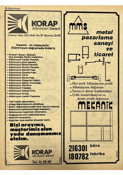 Izmir 1982-1983 Meslek Reklam Ilanı Efemera S25