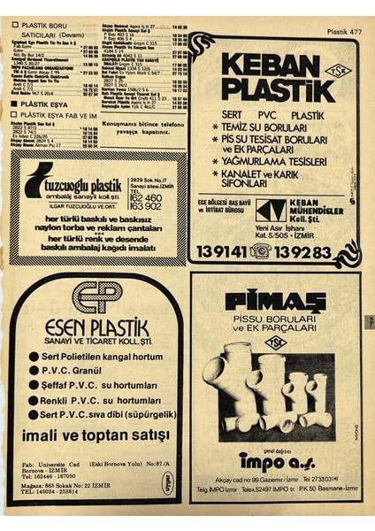 Izmir 1982-1983 Meslek Reklam Ilanı Efemera S477