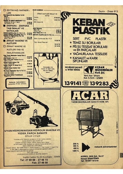 Izmir 1982-1983 Meslek Reklam Ilanı Efemera S613