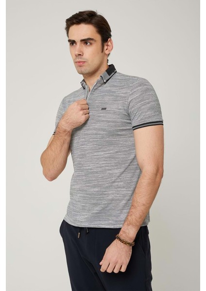 Triko Yaka Fermuarlı Polo Siyah Erkek Tshirt