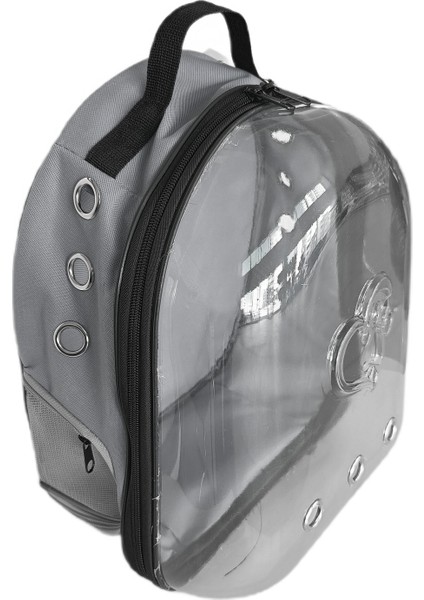 Kalpli Patili Astronot Şeffaf Taşıma Sırt Çantası Gri 24X32X42 cm