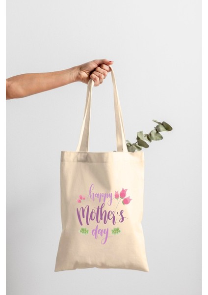 Anneler Günü Happy Mother's Day Baskılı Bez Çanta