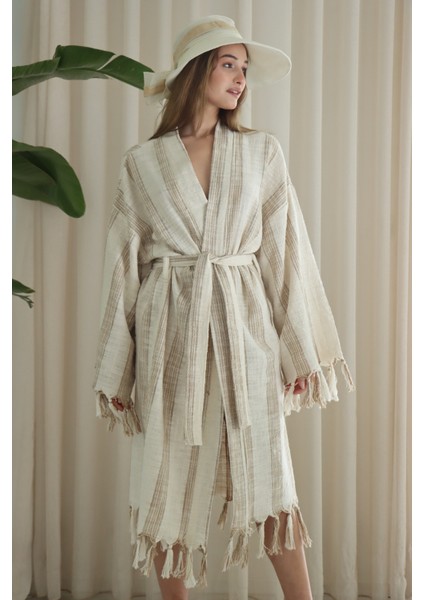 Organik Pamuk Dokuma Tasarım Plaj Kıyafeti/kaftan /kimono /desing Caftan
