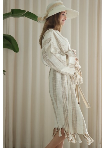 Organik Pamuk Dokuma Tasarım Plaj Kıyafeti/kaftan /kimono /desing Caftan
