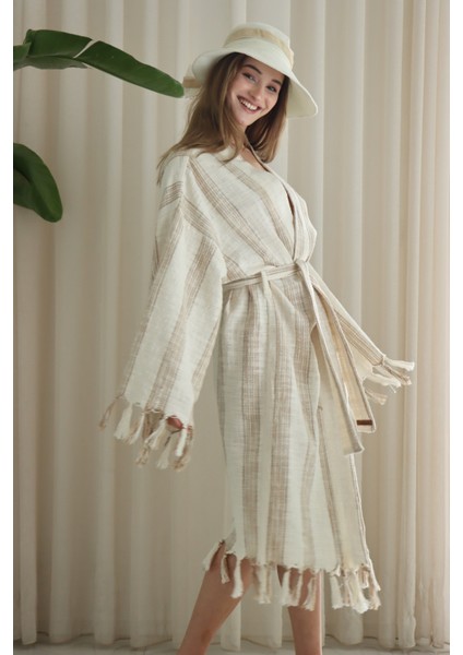 Organik Pamuk Dokuma Tasarım Plaj Kıyafeti/kaftan /kimono /desing Caftan