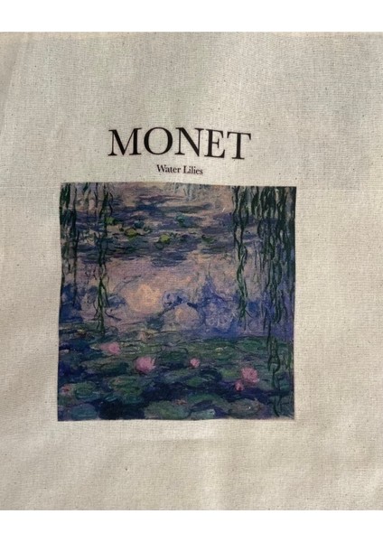 Monet Ham Naturel Zambaklar Baskılı Bez Çanta fiyatları
