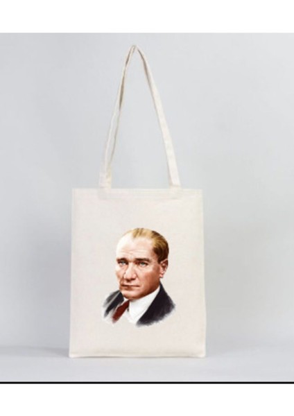 Atatürk Görsel Baskılı Ham Bez Çanta