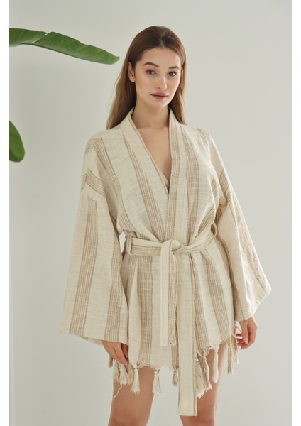 Pamuk Dokuma Tasarım Mini Kimono