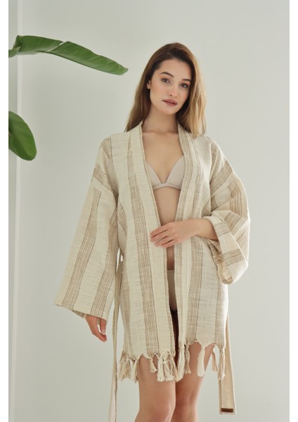 Pamuk Dokuma Tasarım Mini Kimono