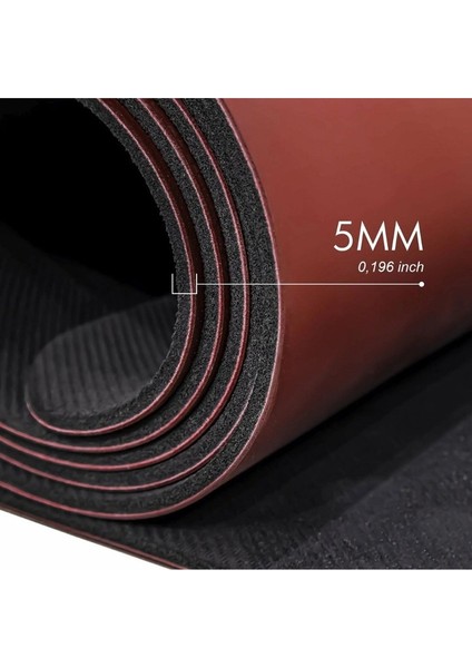 Çift Çizgi Tasarımlı 5mm Kauçuk Yoga Mat Pilates Mat Bordo