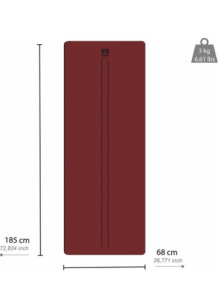Çift Çizgi Tasarımlı 5mm Kauçuk Yoga Mat Pilates Mat Bordo