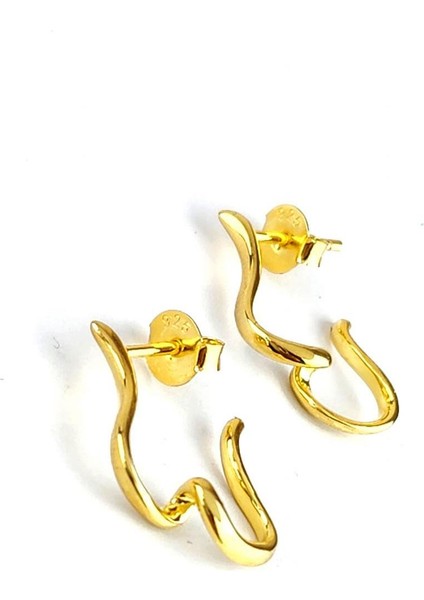 Italyan Tasarımı 925 Ayar Gümüş Üzerine Altın Kaplama Tarz Küpe fiyatları