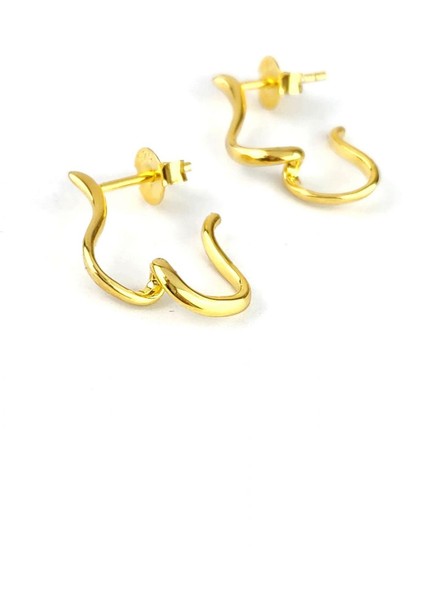 Italyan Tasarımı 925 Ayar Gümüş Üzerine Altın Kaplama Tarz Küpe modelleri