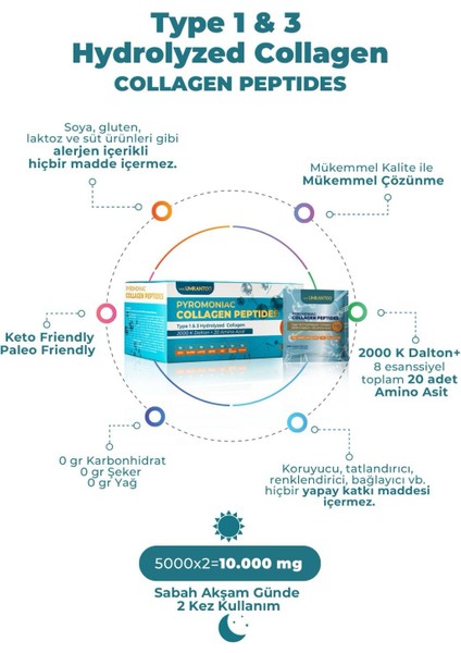 Saf ve Hidrolize Kolajen 30 Saşe Tip1 ve Tip3
