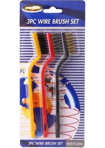 3 Lü Set Tel Fırça Yağ Kir Pas Sökücü Temizlik Seti
