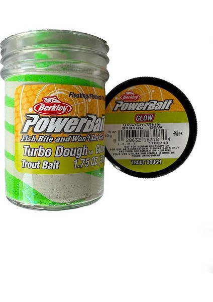 Power Bait Turbo Dough Trout Bait Glow-Grn-White