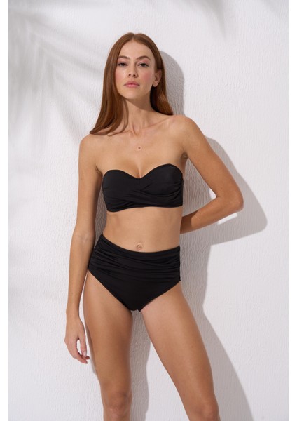 Soft Straplez Yüksek Bel Bikini Takımı