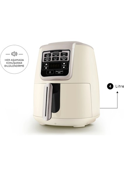 Air Pro Cook Xl 2 In 1 Iconic Beige 4 Kişilik Sulu Yemek Yapabilen  4 Lt Konuşan Airfryer