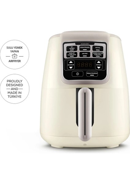 Air Pro Cook Xl 2 In 1 Iconic Beige 4 Kişilik Sulu Yemek Yapabilen  4 Lt Konuşan Airfryer