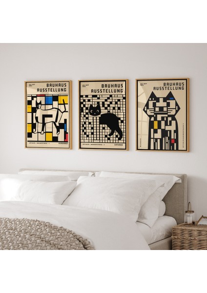 Ahşap Çerçeveli Modern Duvar Tablosu 3'lü Set. Pablo Picasso Minimal Duvar Sanatı.