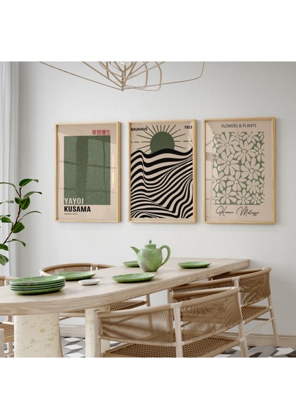Ahşap Çerçeveli Modern Duvar Tablosu 3'lü Set. Pablo Picasso Minimal Duvar Sanatı.