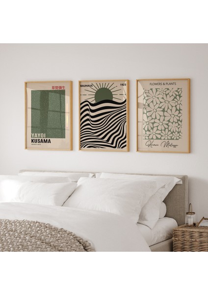 Ahşap Çerçeveli Modern Duvar Tablosu 3'lü Set. Pablo Picasso Minimal Duvar Sanatı.
