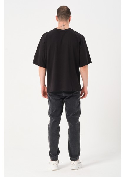 Owut Collection Erkek Bisiklet Yaka Baskılı Oversize T-Shirt