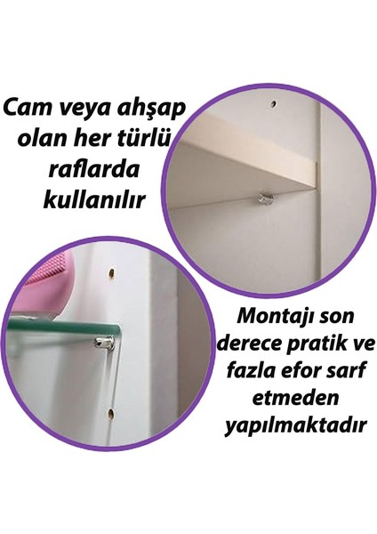 Metal Halkalı Raf Pimi Cam Ahşap Metal Raf Tutucu Çivisi Mobilya Dolap Pimi (25 Adet)