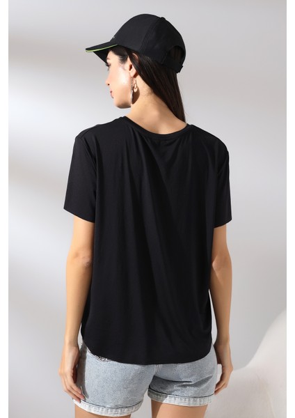 Kısa Kol Yumuşak Dokulu Dökümlü T-Shirt 21638 Siyah fırsatları