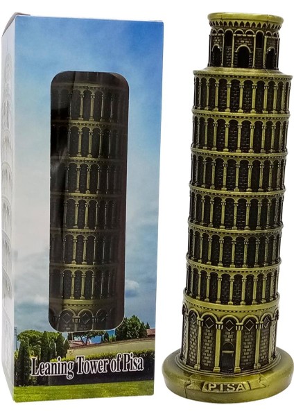 Vintage Metal Italya Pisa Kulesi Biblo Antik Bronz 18 cm
