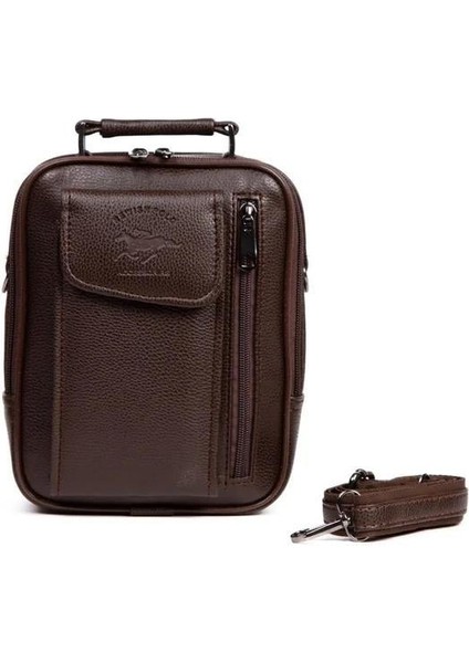 Erkek Deri Çelik Kasalı Kapaklı Omuz Ve El Çantası (17X22CM) newpolo188 - Kahverengi fiyatları